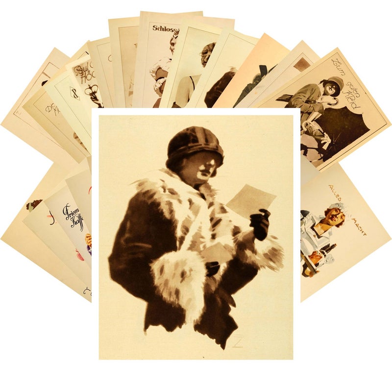 PIXILUV Vintage PostCards 24 pcs Vintage Woman Portraits Vintage Watercolor Ads Posters - Image 1